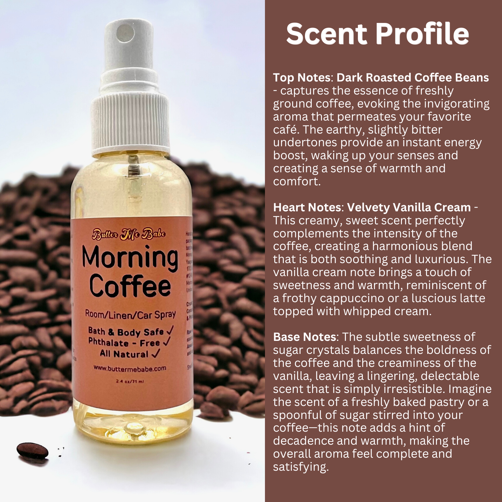 Morning Coffee Room/Linen Spray (Natural - Water based)